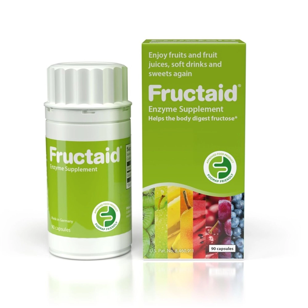 Fructaid for Fructose Malabsorption & Fructose Intolerance - Fructaid Helps The Body to Digest Fructose from Fruits, Vegetables and Other Foods containing Fructose, Like Sucrose and HFCS, 90 Capsules
