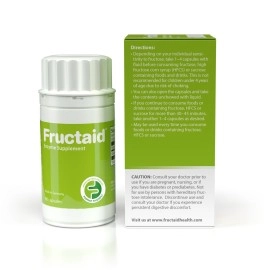 Fructaid for Fructose Malabsorption & Fructose Intolerance - Fructaid Helps The Body to Digest Fructose from Fruits, Vegetables and Other Foods containing Fructose, Like Sucrose and HFCS, 90 Capsules