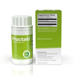 Fructaid for Fructose Malabsorption & Fructose Intolerance - Fructaid Helps The Body to Digest Fructose from Fruits, Vegetables and Other Foods containing Fructose, Like Sucrose and HFCS, 90 Capsules
