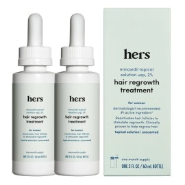 HIMS & HERS Topical Minoxidil Solution, 2% - Hair Growth Treatment for Women - Clinically Proven to Reduce Hair Loss in 3-6 Months - Unscented, 2 Pack