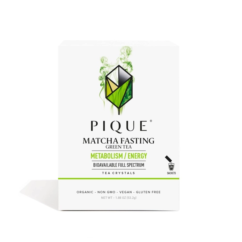 Pique Organic Matcha Fasting Tea Crystals - Support Healthy Metabolism, Calm Energy - 28 Single Serve Sticks (Pack of 1)