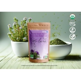 My Land Organic Greek Thyme - Hand Picked From Mount Olympus - Traditionally Dried And Cut Leaves Free From Stems Or Strings - Packaged In A Resealable Bag With A Fresh Aroma And Taste (50g - 1.76oz)
