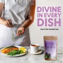 My Land Organic Greek Thyme - Hand Picked From Mount Olympus - Traditionally Dried And Cut Leaves Free From Stems Or Strings - Packaged In A Resealable Bag With A Fresh Aroma And Taste (50g - 1.76oz)