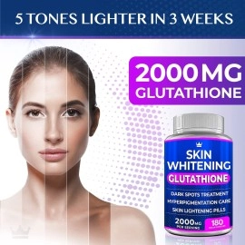 Glutathione Whitening Pills - 180 Capsules 2000mg Glutathione - Effective Skin Lightening Supplement - Dark Spots, Melasma & Acne Scar Remover, Hyperpigmentation Treatment - Anti-Aging Antioxidant