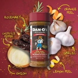 Dan-O\'s 3.5 oz Hot Chipotle Seasoning | All-Natural, Low Sodium, Zero Sugar, All-Purpose Seasoning