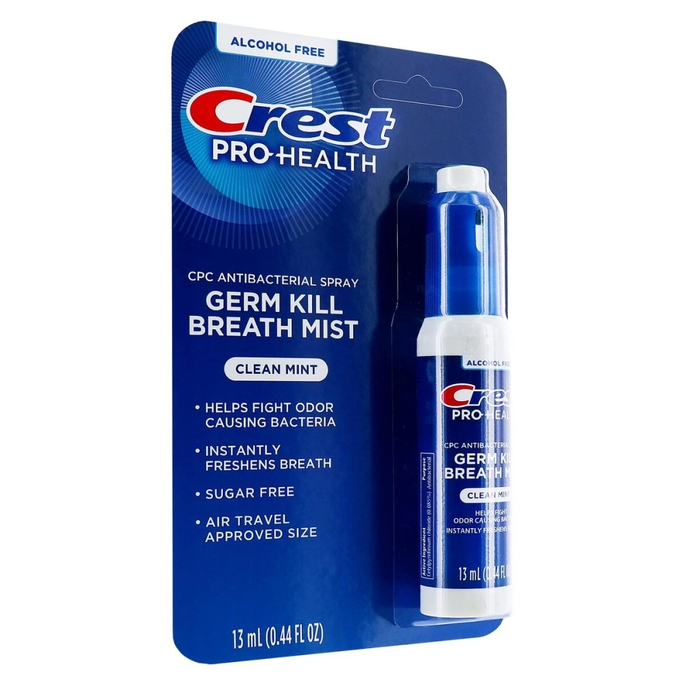 Crest Pro-Health | Portable Alcohol-Free CPC Mist with Clean Mint Flavor | Fights Odor-Causing Germs for Instant Fresh Breath - 1 Count (0.44oz) Breath Spray