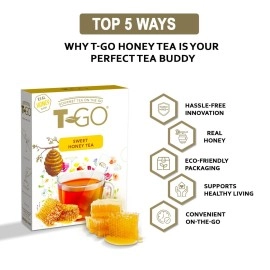 T-Go Sweet Honey Tea Organic Herbal Black Tea Bags Immunity with Real Honey Convenient Sticks Stirring Spoon For Digestion 15 Tea Sticks Pack of 1