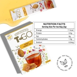 T-Go Sweet Honey Tea Organic Herbal Black Tea Bags Immunity with Real Honey Convenient Sticks Stirring Spoon For Digestion 15 Tea Sticks Pack of 1