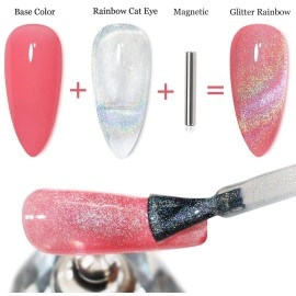 Major Dijit 15ml Shiny Cat Eye Soak Off Gel Nail Polish Laser Rainbow Nail Varnish UV LED Gel for Nail Art Easy Coloring Manicure Tool