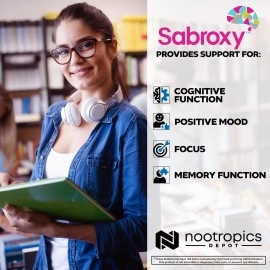 Nootropics Depot Sabroxy Tablets | 500mg | 30 Count | Minimum 10% Oroxylin-A | Oroxylum indicum | May Help Promote Focus & Motivation | May Help Promote Cognitive Function