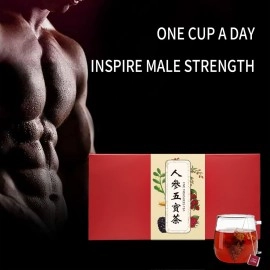 Hee Creek Ginseng Five Treasure Tea for Men\'s Energy and Kidney Health - Wubao Maca Tea (20 Pack, 7.05oz/200g)  