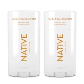 Native Deodorant, Aluminum and Paraben free 2.65 oz (2 pack) (Vanilla & Sandalwood)