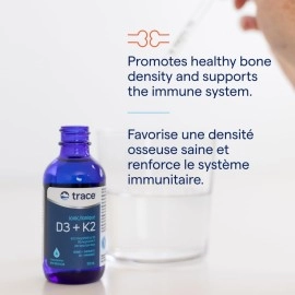 Trace Minerals Research | Liquid Ionic Vitamin D3 + K2 | 125 mcg (5,000 IU) D3, 100 mcg K2 | Concentrated Dietary Supplement | 2 fl oz. 296 Servings