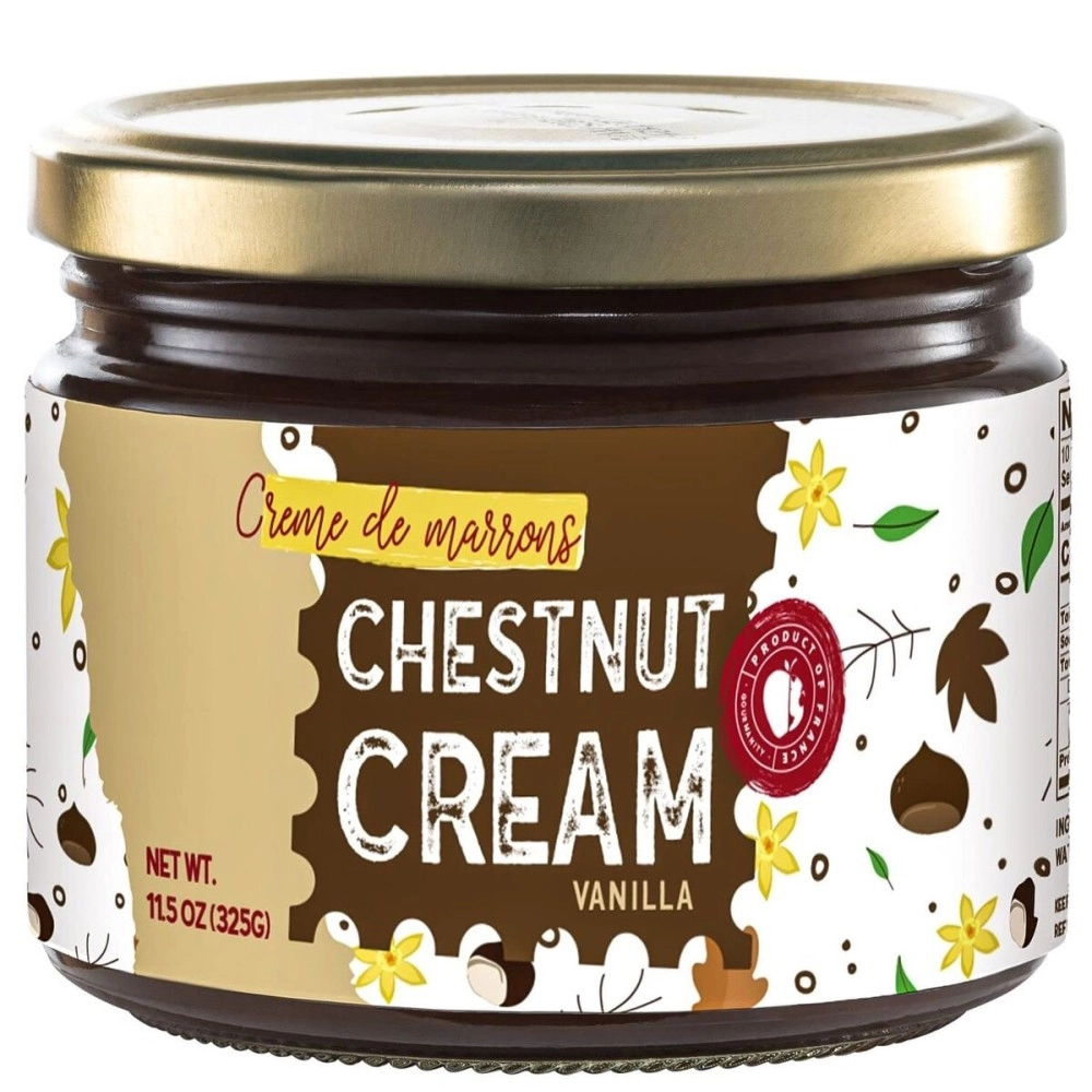 Gourmanity Vanilla Chestnut Spread, Deliciously Smooth Vanilla Flavoured Spread, Creme De Marrons From France, Great for Pancakes, Toasts and Ice Cream 11.5oz