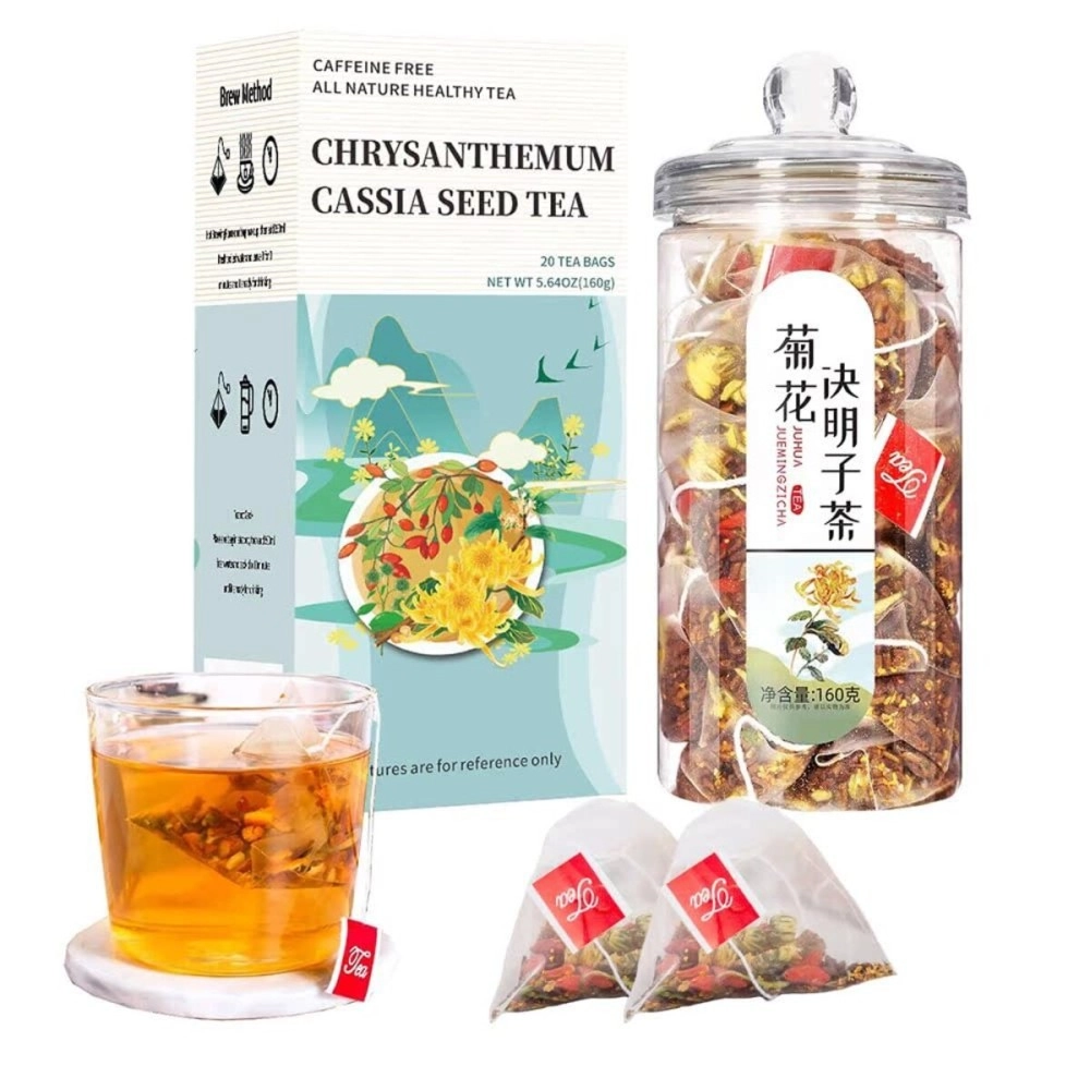 SSLGLS100 Chrysanthemum Cassia Seed Burdock Root Goji Berry Honeysuckle Osmanthus Organic Tea, 100% Natural Health Tea Bag, Eyes Brighten Liver Cleanse Tea