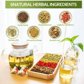 SSLGLS100 Chrysanthemum Cassia Seed Burdock Root Goji Berry Honeysuckle Osmanthus Organic Tea, 100% Natural Health Tea Bag, Eyes Brighten Liver Cleanse Tea