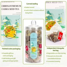 SSLGLS100 Chrysanthemum Cassia Seed Burdock Root Goji Berry Honeysuckle Osmanthus Organic Tea, 100% Natural Health Tea Bag, Eyes Brighten Liver Cleanse Tea