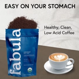 Fabula Coffee Dark Roast Freshly Ground - Organic - Low Acid - Single Origin - Non-GMO - Mold Free - 12 Ounces