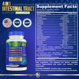 Probiotics Prebiotics Postbiotics with Digestive Enzymes 4 in 1 Formula Supplement for Better Digestion Health Prebiotics and Probiotics for Women, Men Probiotics for Digestive Health & Gut Health