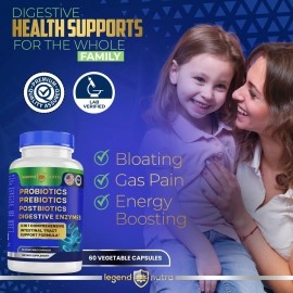 Probiotics Prebiotics Postbiotics with Digestive Enzymes 4 in 1 Formula Supplement for Better Digestion Health Prebiotics and Probiotics for Women, Men Probiotics for Digestive Health & Gut Health