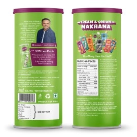 Farmley Roasted & Flavored Makhana- Minty Pudina, Peri Peri, Tangy Tomato, Cream & Onion, 90 g (Pack of 4)