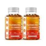 Vitamatic Turmeric Gummy with Ginger & Black Pepper Extract - 60 Vegan Gummies Each | 2 Pack (120 Gummies) 95% Curcuminoids - Powerful Antioxidant & Inflammatory Support