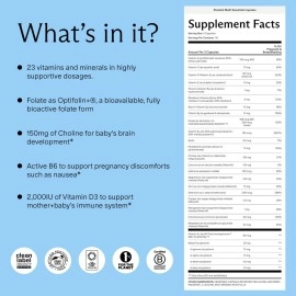 Needed. Multivitamin for Prenatal | Prenatal Multi Essentials Capsule- Pregnancy, Breastfeeding, Postpartum | Expertly-Formulated & Third-Party Tested, | 30-Day Supply
