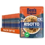 BEN\'S ORIGINAL Risotto Creamy Mushroom Flavored Rice, Easy Dinner Side, 8.5 oz Pouch (Pack of 12)