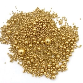 Weraru Edible Bright Gold Pearl Sugar Sprinkles Candy Mixing Size Baking Edible Cake Decorations Cupcake Toppers Cookie Decorating Celebrations Wedding Shower Party Chirstmas Supplies 120g/ 4.2oz