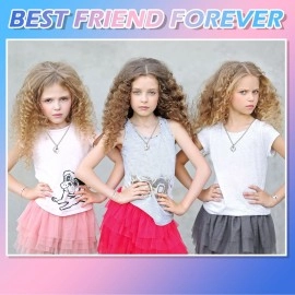 Bonuci 6 Pcs Best Friends Forever and Ever BFF Necklaces and Bracelet Printed Puzzle Broken Heart Pendant Necklaces Set Alloy Friendship Necklace Best Friend Jewelry for Connected Necklace(Silver)