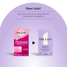 ONE A DAY Postnatal Complete Multivitamin for Post-Pregnancy with Folic Acid and Omega-3 DHA, 60 Count