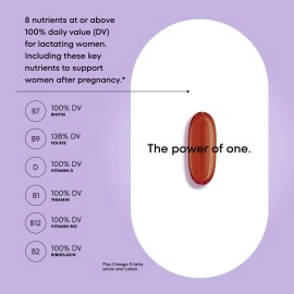 ONE A DAY Postnatal Complete Multivitamin for Post-Pregnancy with Folic Acid and Omega-3 DHA, 60 Count