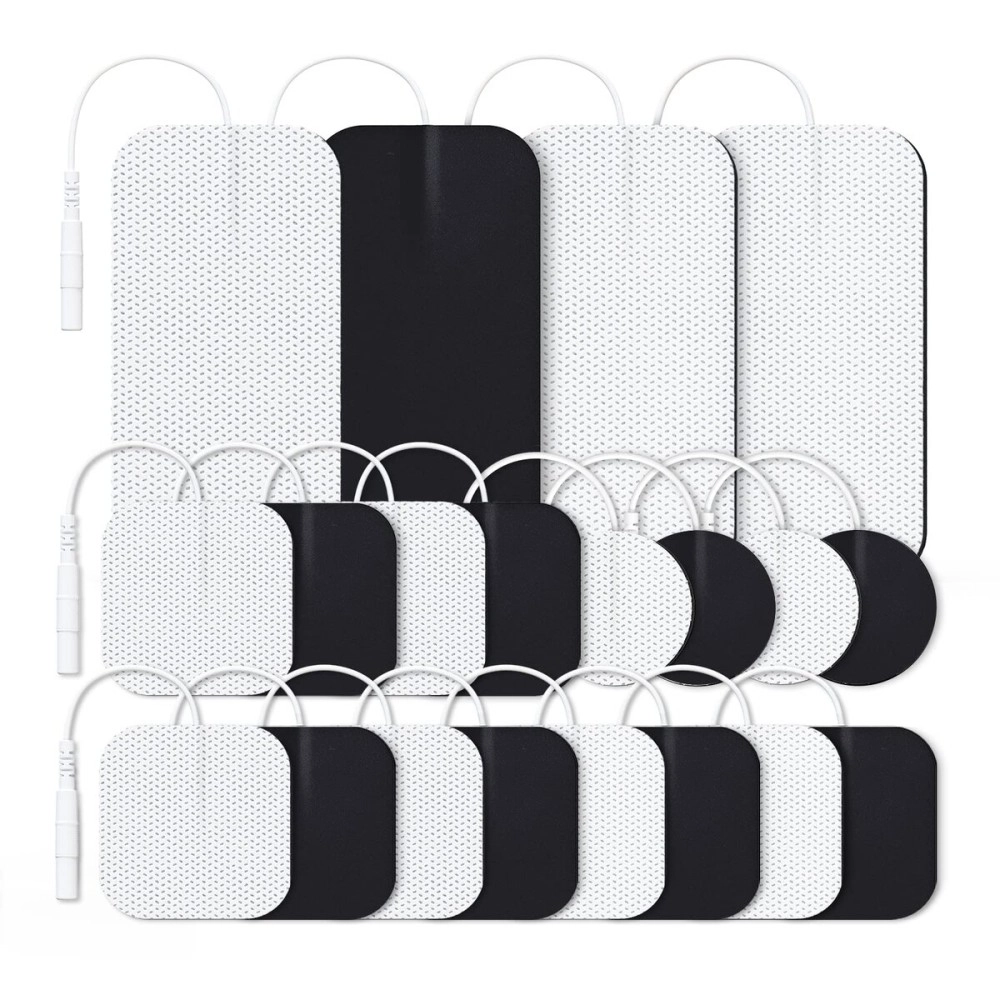 AUVON TENS Unit Replacement Pads Combination Set, 20 Packs Multiple Sizes Electrodes for TENS Unit, Reusable and Latex Free Pigtail TENS Pads for Multiple Pain Relief, 2mm Connector