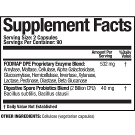 Arthur Andrew Medical - FODMAP DPE, Digestive Probiotics and Enzymes, Relief for FODMAP Intolerance and Highly Fermentable Foods, Vegan, Non-GMO, 180 Capsules