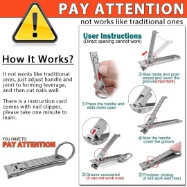 XGIZMOO Nail Clippers for Natural Finger Nails Ultra Thin Mini Travel Portable Folding Wide Jaw Cutter with Glass Nail File Curved Trimmer for Fingernail Toenail, with Keychain(X021DB-S)