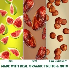 Happy Village Organic Fig & Nut Bars, DATE | Only 3 Ingredients, Gluten Free, No Added Sugar, Kosher, Non-GMO, Vegan, Good Source of Fiber | Organic Healthy Snack Bars (16 bars, 1.4 OZ each)
