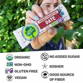 Happy Village Organic Fig & Nut Bars, DATE | Only 3 Ingredients, Gluten Free, No Added Sugar, Kosher, Non-GMO, Vegan, Good Source of Fiber | Organic Healthy Snack Bars (16 bars, 1.4 OZ each)