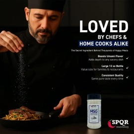 Plant Based MSG Seasoning Monosodium Glutamate XL 12 Ounce Bottle Gluten Free Restaurant Grade Flavor Enhancer by SPQR Seasonings