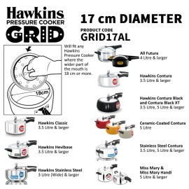 Hawkins 17 cm Pressure Cooker Grid for Steaming Food and Container Cooking, Silver (GRID17AL),3 Litre to 5 Litre,3 Litre to 5 Litre, Aluminium
