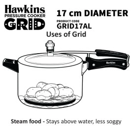 Hawkins 17 cm Pressure Cooker Grid for Steaming Food and Container Cooking, Silver (GRID17AL),3 Litre to 5 Litre,3 Litre to 5 Litre, Aluminium