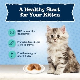 Blue Buffalo Baby Blue Healthy Growth Formula Grain Free High Protein, Natural Kitten Pate Wet Cat Food Variety Pack, Chicken, Salmon 3-oz (6 Count- 3 of Each Flavor)