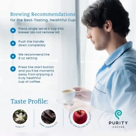 Purity Coffee CALM Decaf Medium Roast Organic Coffee - USDA Certified Organic Specialty Grade Arabica Single-Serve Coffee Pods - Third Party Tested for Mold, Mycotoxins & Pesticides - 12 ct Box