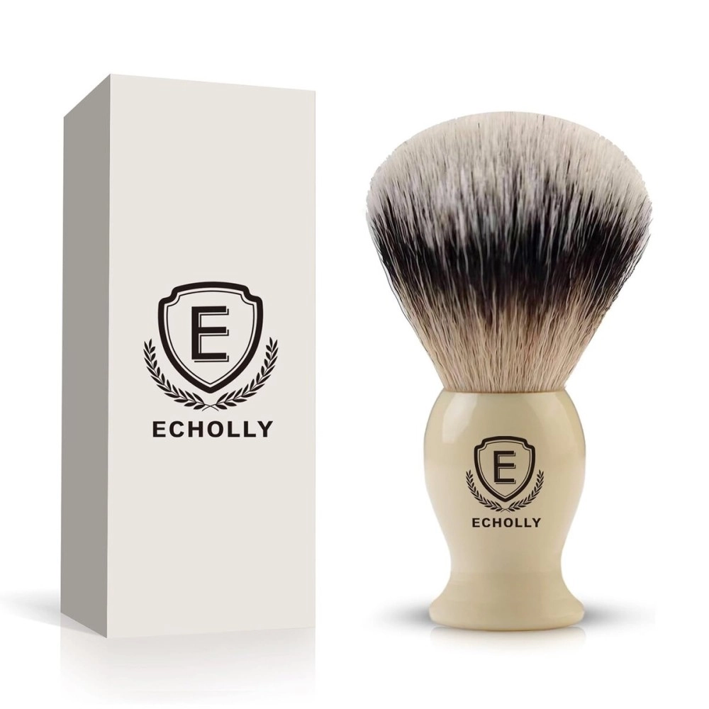 Premium Shaving Brushes for men by Echolly-NO Shedding Bristle Shave Brushes for Men-Smooth Acrylic Handle Legacy Shave Brush-Rich and Fast Lather Shaving Cream Brush Dad Gifts for Fathers Day
