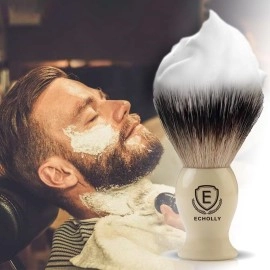 Premium Shaving Brushes for men by Echolly-NO Shedding Bristle Shave Brushes for Men-Smooth Acrylic Handle Legacy Shave Brush-Rich and Fast Lather Shaving Cream Brush Dad Gifts for Fathers Day