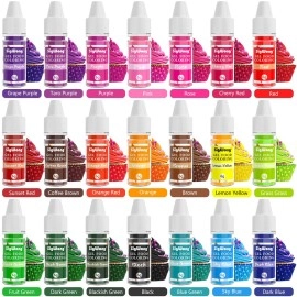SigWong Gel Food Coloring Set - 21 Colors Tasteless Based Color Dye, Vibrant Edible Icing for Cake Cookie Decorating, Baking, Fondant, Frosting, Easter Eggs, with Gloves (6g/Bottle) Vegan