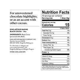 King Arthur Black Cocoa: Dutch Processed Cocoa Powder for Baking - Intense Dark Chocolate Flavor, Unsweetened, Perfect for Cakes, Cookies & Frosting - 14 oz Resealable Bag