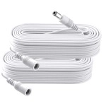 2-Pack 5m DC Power Extension Cable, Plug 5.5mm x 2.1mm, Male to Female Plug, DC 5V 6V 9V 12V 24V for Security Cameras, DVR,Router,Printer,LED Strip, White