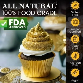 DAZZLE DUST Bulk 10g - Edible glitter for drinks, Edible gold for cake decorating, gold luster edible for cakes, edible gold, drink glitter Edible Cake Decorations 100% Food Safe, Vegan, Dairy-Free.