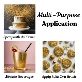 DAZZLE DUST Bulk 10g - Edible glitter for drinks, Edible gold for cake decorating, gold luster edible for cakes, edible gold, drink glitter Edible Cake Decorations 100% Food Safe, Vegan, Dairy-Free.