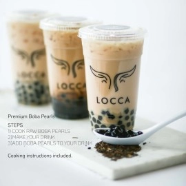LOCCA Premium Boba Pearls Tapioca Pearls for Bubble Tea Boba Balls for Drinks - (1 Bag with 8 Straws)